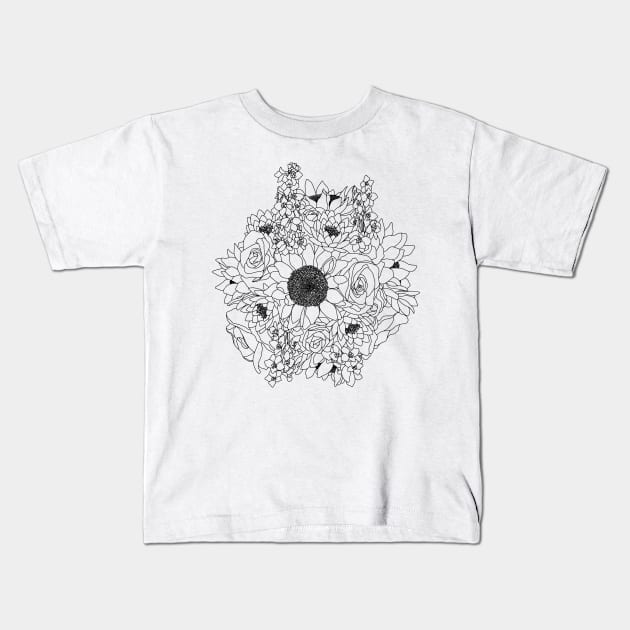 JULY Birth Month Flower Bouquet Design Kids T-Shirt by EKA Design